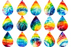 Rainbow Earrings, Watercolor Rainbows Teardrop Earrings Product Image 2