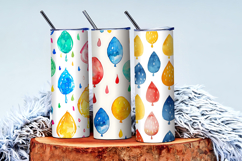 Raindrops Shaped Like Balloons Watercolor Quirky Cartoon DP Product Image 3