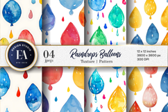 Raindrops Shaped Like Balloons Watercolor Quirky Cartoon DP Product Image 1