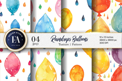 Raindrops Shaped Like Balloons Watercolor Quirky Cartoon DP Product Image 1