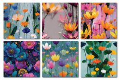 Raindrop Florals Vol.1 Seamless Digital Paper, 36 PNG Product Image 4