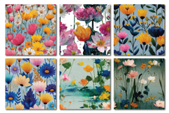 Raindrop Florals Vol.1 Seamless Digital Paper, 36 PNG Product Image 5