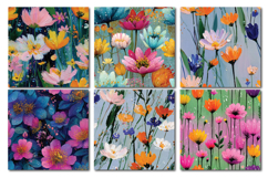 Raindrop Florals Vol.1 Seamless Digital Paper, 36 PNG Product Image 6