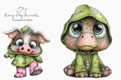 Rainy Day Animals Watercolor Clipart Product Image 1