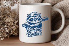 Raising Ballers SVG - Funny Baseball Mom PNG, Snarky Raccoon Product Image 3
