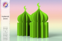 Large 3D Mosque SVG 15×28cm Laser Eid Decor with 6 Parts Product Image 1