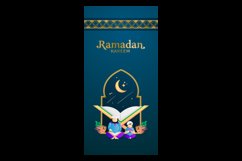 Ramadan kareem praying father and son illustration banner Product Image 2