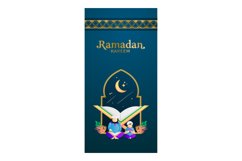 Ramadan kareem praying father and son illustration banner Product Image 1