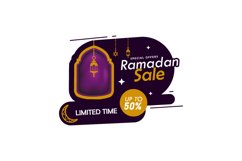 Ramadan sale label and sticker banner template design Product Image 1