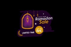 Ramadan sale label and sticker banner template design Product Image 2