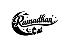 Ramadhan Crescent Moon Typography Horizontal Design Product Image 1