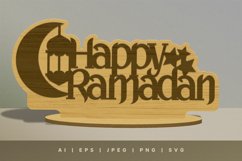 Happy Ramadhan Layered 3D Standing Desk Decoration Lasercut Product Image 1