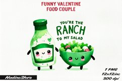 Funny Valentine&#039;s day Food Couple BUNDLE PNG. Product Image 12