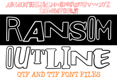 Ransom Outline Random Letters Alphabet ABC Text Font Hand Drawn OTF by Squeeb Creative