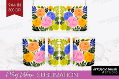 Ranunculus Modern Floral Mug Wrap Sping Flower Mug PNG Product Image 1