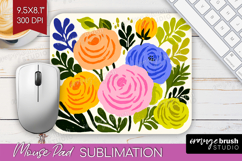Ranunculus Modern Floral Mouse Pad Sublimation Sping Flower Product Image 1