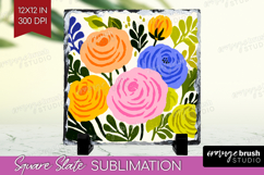 Ranunculus Modern Floral Slate PNG Sping Flower Square Slate Product Image 1