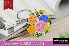 Ranunculus Modern Floral Keychain PNG Sping Flower Keychain Product Image 1