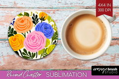 Ranunculus Modern Floral Round Coaster Sping Flower Coaster Product Image 1