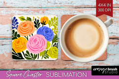 Ranunculus Modern Floral Square Coaster Sping Flower Coaster Product Image 1