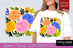 Ranunculus Modern Floral Square Tshirt Background Sping PNG Product Image 1