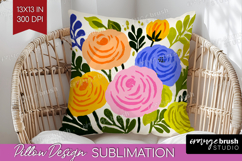 Ranunculus Modern Floral Pillow Sublimation Sping Flower Product Image 1