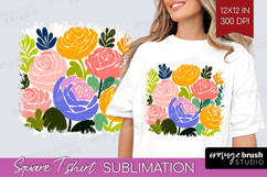 Ranunculus Modern Floral Square Tshirt Background Sping PNG Product Image 1