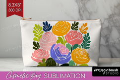 Ranunculus Modern Floral Cosmetic Bag Sping Flower Makeup Product Image 1
