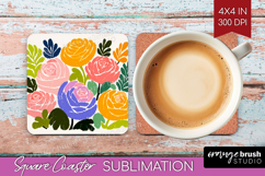 Ranunculus Modern Floral Square Coaster Sping Flower Coaster Product Image 1