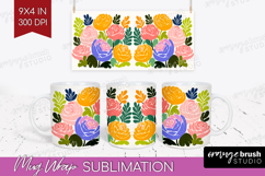 Ranunculus Modern Floral Mug Wrap Sping Flower Mug PNG Product Image 1