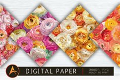 Ranunculus Flowers Digital Paper Product Image 1