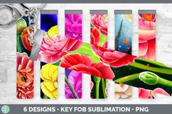 Bundle of six Ranunculus Flowers key fob sublimation designs.