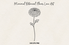 Minimal Botanical Flower SVG, Thin Line Floral Outline, PNG. Product Image 1