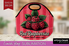 Raspberry Vintage Fruit Lunch Bag Summer Lunch Bug PNG Product Image 1