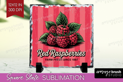 Raspberry Vintage Fruit Slate PNG Summer Square Slate Product Image 1