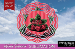 Raspberry Vintage Fruit Wind Spinner Sublimation PNG Summer Product Image 1