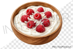 Raspberry Coconut Yogurt PNG Clipart Watercolor Fruit Product Image 1