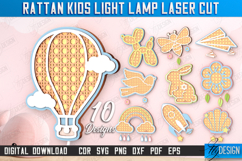 Rattan Kids Light Lamp Laser Cut Bundle,Kids Led Night Light Product Image 1