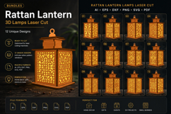 Rattan Lantern SVG. 3D Lamps Laser Cut Product Image 1