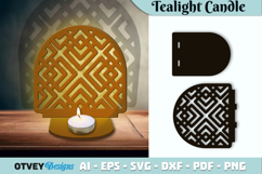 Rattan Tealight Candle Holder Lasercut Product Image 1