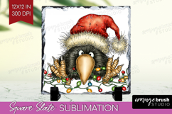 Raven Tangled In Christmas Lights Slate PNG Funny Xmas Product Image 1