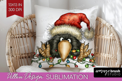 Raven Tangled In Christmas Lights Pillow Sublimation Funny Product Image 1