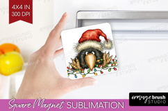 Raven Tangled In Christmas Lights Magnet Sublimation Funny Product Image 1