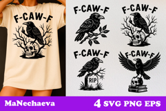 Funny Raven SVG Bundle | F-Caw-F Crow Halloween Sublimation Product Image 6