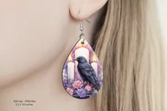 Raven Earrings Png Crow Teardrop Earrings Sublimation