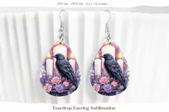 Raven Earrings Png Crow Teardrop Earrings Sublimation