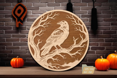 Raven Round Sign SVG,Gothic Crow Laser Cut Door Hanger Product Image 1