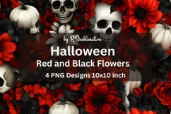 Halloween Red and Black Flowers Background PNG Designs Product Image 1