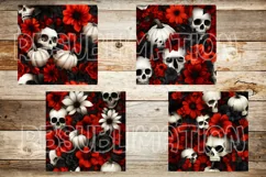 Halloween Red and Black Flowers Background PNG Designs Product Image 2