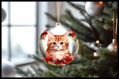 Red Cat Christmas Round Ornament Sublimation Product Image 2